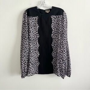 Giambattista Valli Silk Long Sleeve Printed Top Women's Size Medium or 44 IT